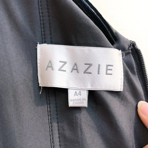 AZAZIE Chiffon Formal Off-the-Shoulder Bridesmaids Gray V Neck Maxi Dress A4 - Picture 7 of 9